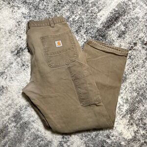 Carhartt Relaxed Fit Carpenter Pants Mens 36x32 Brown Canvas Work Trousers